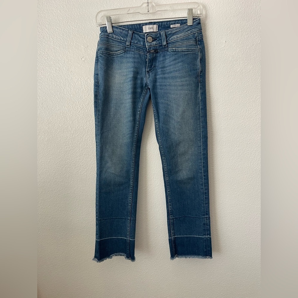 CLOSED Starlet Jeans Mid Rise Straight Slim Fit Light Medium Wash Raw Hem Sz 24